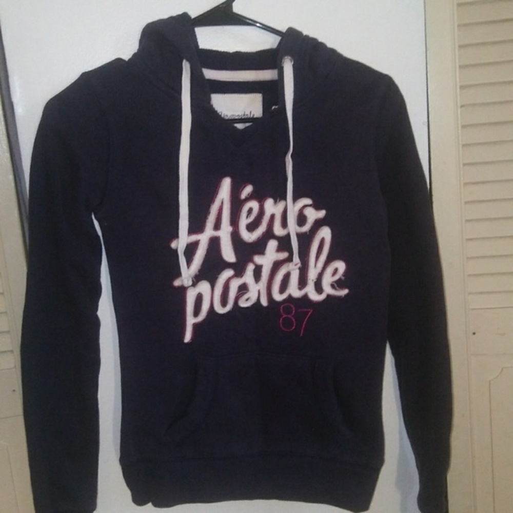 Aeropostale Navy Blue & White Hoodie Sz XS